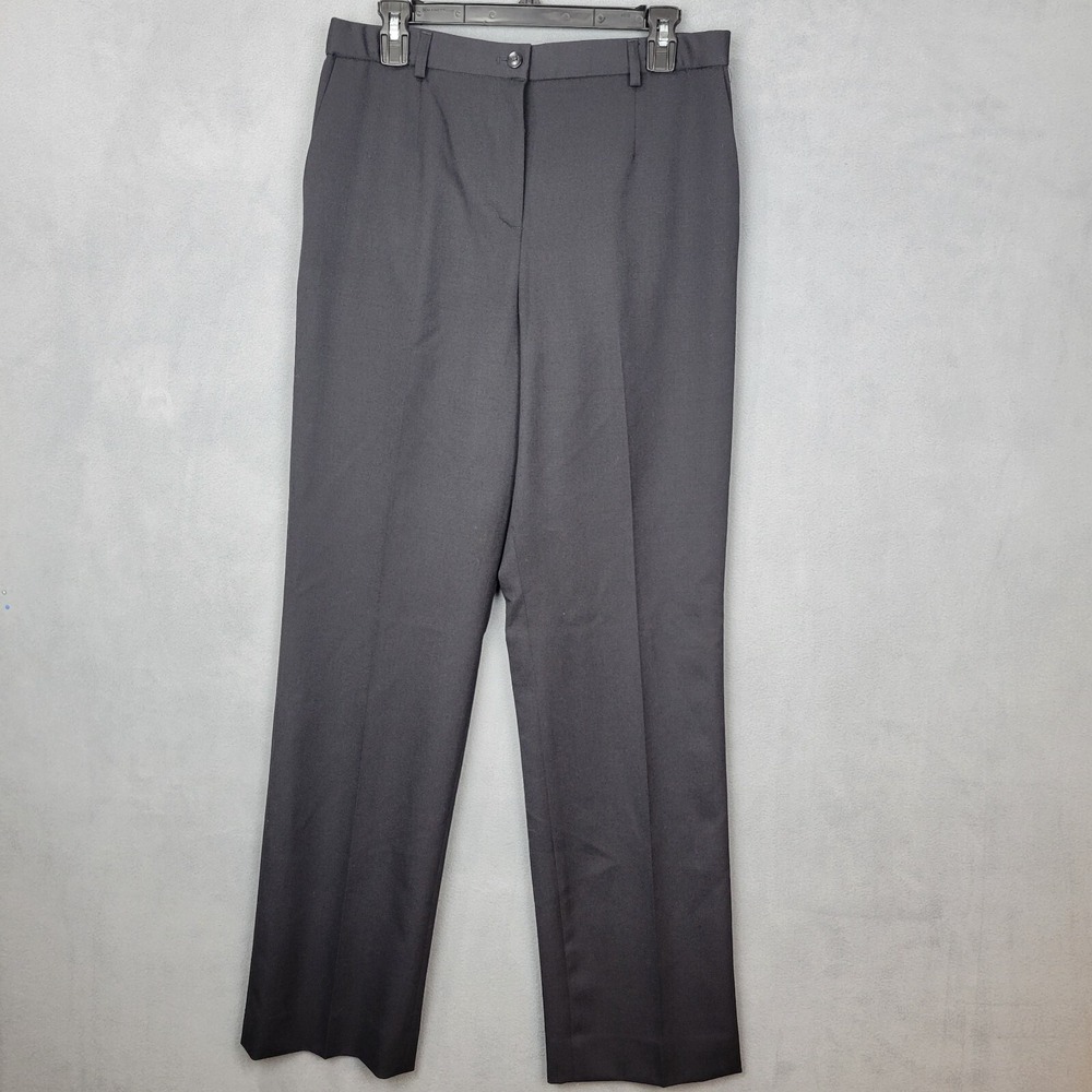 Pendleton Dress Pants Women's 10 Black 100% Wool Pockets Straight Leg Zip Fly